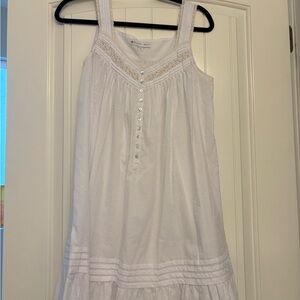 Eileen West White Sleeveless Lace-Trim Night Gown Chemise